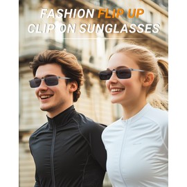 TERAISE Polarized Unisex Clip on Outdoor Sunglasses,HD Flip Up Sunglasses Clip on Glasses,High Beam Headlights Reduced,Glare-Free(M)
