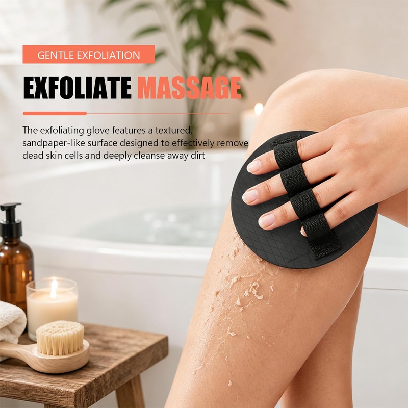 Exfoliating Gloves for Shower, Gentle Rubber Body Scrubber Glove for