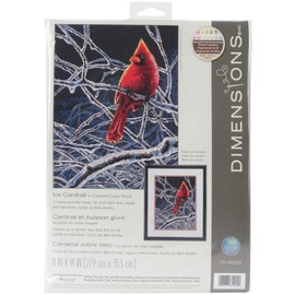 Dimensions Winter Cardinal Counted Cross Stitch Kit, 14 Count Black Aida, 11'' x 14''