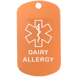 Dairy Allergy Medical Alert ID Necklace with Copper Tag, Green Dark Silencer, and 30'' USA Chain - 154 Color Choices