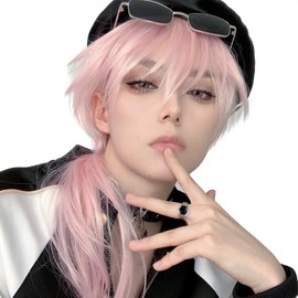 FESHFEN Wig, Wolf, Men's, Short, Full Wig, Long, Mashwolf, Men's Dresses, Wig, Wolf, Cut, Wig, Men's Curl, Harajuku, Handsome, Natural, Small Face, Heat Resistant, Fashion, Imechan, Unisex, With