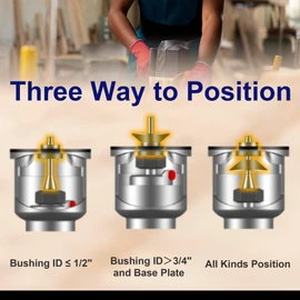 BOZXYE 13 Pcs Brass Router Template Bushing Guide Set with Router Centering Cone & Guide Pin, Fits for Porter Cable Style Router Sub Bases