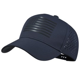 American Flag Trucker Hats, Waterproof Baseball Cap for Men Women, Quick-Dry Mesh Breathable Adjustable Fit Snapback Hat Navy/Black
