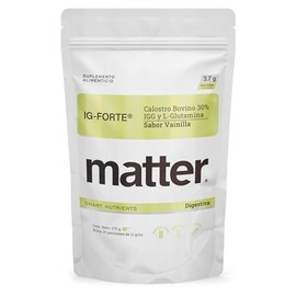 Matter IG-Forte, Suplemento de Calostro Bovino en Polvo 30% IgG y L-Glutamina USP, Apoyo a la Barrera Intestinal, Protección Celular y Bienestar Integral, Sabor Vainilla, 1 Bolsa con 275g 25scoops