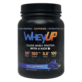 Clear Whey Isolate - 24g Protein + 150mg Caffeine - Blue Raspberry - Clear Whey Protein Powder - Sugar-Free - Keto-Friendly - Juice-Style Pre Post Workout Drink - 20 Servings