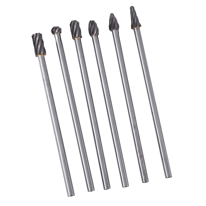 6pcs Tungsten Carbide Aluminum Rotary Files Burr Set 6mm Shank