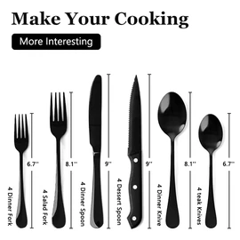 Kitchen cutlery set, 30pcs cutlery set, including steak knife, spoon, fork and 6-piece knife set