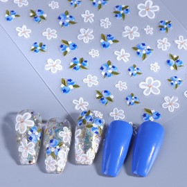 5Sheets Fruit Nail Art Stickers 3D Flower Butterfly Nail Decals Retro Nail Stickers Adhesive Nail Supplies Nail Art Design for DIY Acrylic Nails Decoration for Women