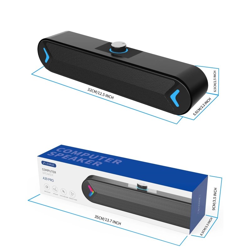 LENRUE Bocinas Grandes Amplificadas Para Sala Computadora Tv Laptop Gamer