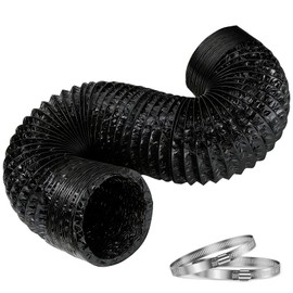 Semboh 4 Inch Flexible Exhaust Duct Hose 3FT with 2 Clamps, Nylon Air Duct for Bathroom Exhaust Fan, Ceiling Vent, Utility Room Ventilation, Black