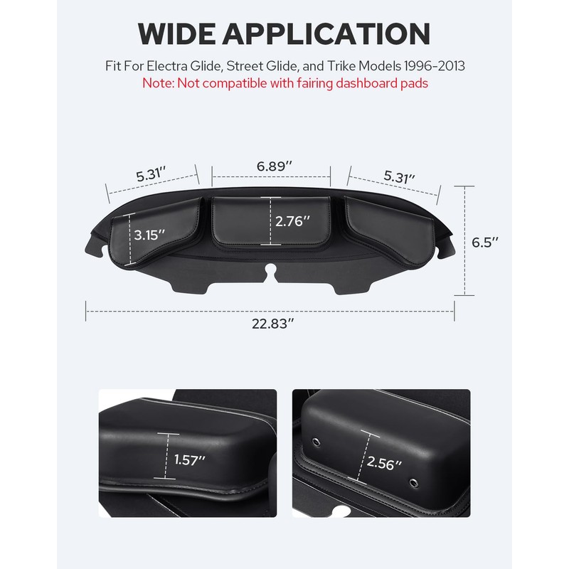 Benlari Windshield Bag, 3 Pocket Batwing Fairing Windshield Bag, Waterproof