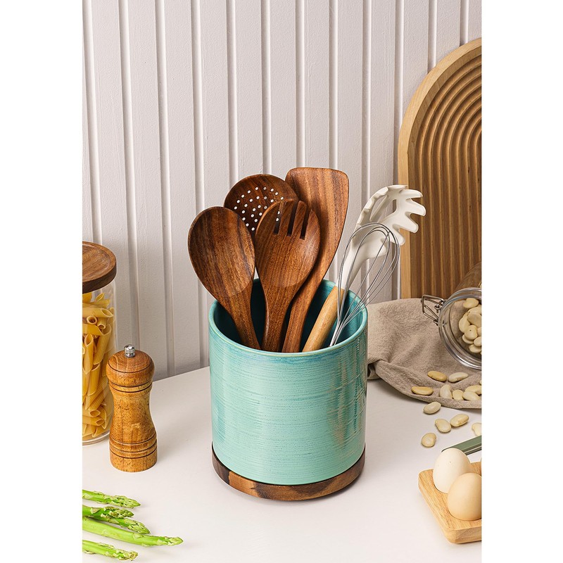 MIKIGEY Utensil Holder, 360° Rotating Extra Large Ceramic Kitchen Utensil