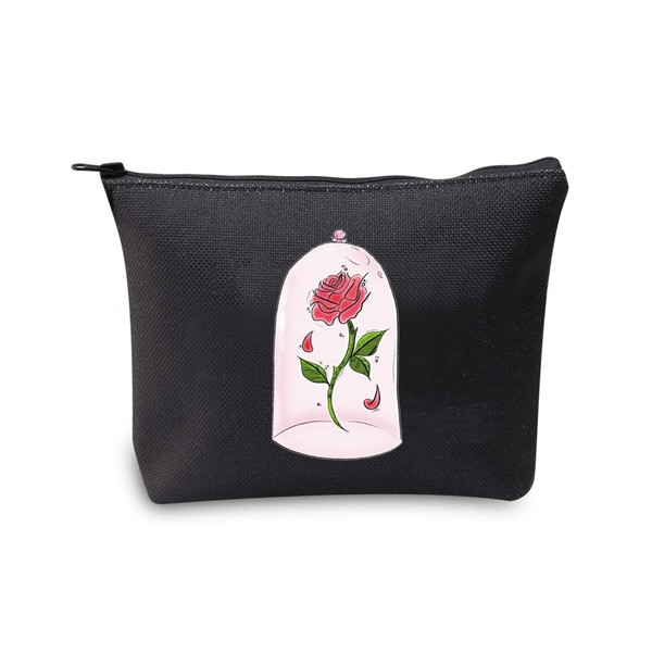 G2TUP Bolsa de regalo inspirada en la película Beauty Beast con diseño de rosas en cristal, Bolsa de maquillaje rosa en cristal,