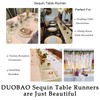 DUOBAO Champagne Gold Sequin Table Runner 12x72-Inch Sequin Table Runner
