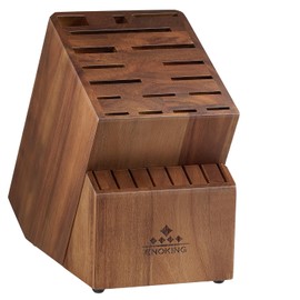 ENOKING Knife Block without Knives, Large Knife Holder- 25 Slots Acacia Wood Universal Knife Block, Butcher Block Countertop for Knife Storage Organizer