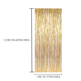 Tinsel Fringe Curtains, Metallic Tinsel Foil Curtain, Foil Fringe Curtain for Birthday, Wedding, Christmas Decorations