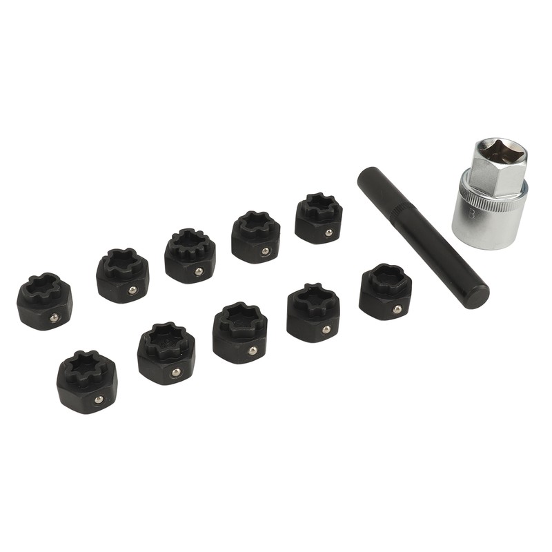 12pcs Wheel Locking Nut Key Kit Rustproof Anti Theft Lug