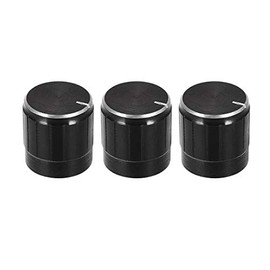 uxcell 3pcs Potentiometer Knob Knurled Shaft Black Aluminum 6mm Shaft Dia. Rotary Knob 17mmx17mm Volume Control Knob