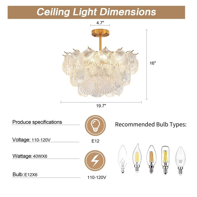 Surpars House Crystal Chandeliers,Modern Golden Chandelier, 6 Heads Ceiling Light
