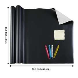 Bloss 17.7×98.4 Inch Dry Erase Board with Colorful Chalks, Black Board for Bulletin Board, Blackboard Sticker for Wall, Peel and Stick Black Chalkboard for Kids/Student