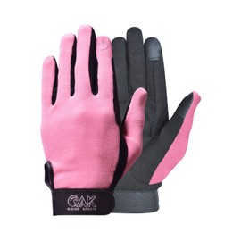 AK Ever Last Micro Suede Riding Gloves for All Seasons, Horse Riding Gloves AKRS-5298 (Black/Pink, L)