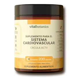 VITAL BOTANICS - Active Circulation - Omega 3, 6 y 9, Vitamina C, Ajo, Bromelina, Cúrcuma, Jengibre, Uva - Multivitamínico - 200 Cápsulas De 500 Mg - 6 Meses Suplemento - Libre De Gluten Y Aditivos