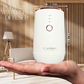 Di'Aroma Waterless Portable Aroma Oil Diffuser (White) Rechargeable USB Type-C, Aromatherapy 100% Pure Concentrated Essential Oil Nebulising Diffuser for Car, Office, Home, Bedroom,Spa.
