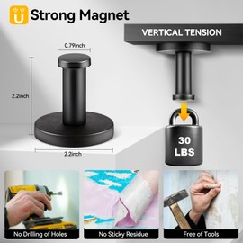 Bonsture Magnetic Hooks for Cruise Cabins, Black Magnetic Wreath Hanger, Locker Accessories, Strong Magnetic Hooks for Grill, Cruise Ship, Garage, Classroom, Whiteboard, Hanging (10lb)