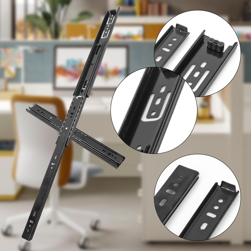 Biugaaufai 6 Pairs 14 Inch Black Full Extension Drawer Slides,
