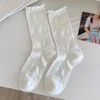 [NazyJnn] 高弾力レースソックス レディース かわいい無地くしゅくしゅ靴下 通気性 滑り止め付き 快適フィット ソフトゴム口 ホワイト