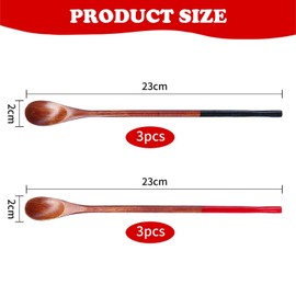 6-Piece Wooden Spoons, Long-Hand Spoons, Wooden Mixing Spoons for Drinks, Long-Hand Teaspoons, Afternoon Tea Dessert Spoons, Kitchen Tableware