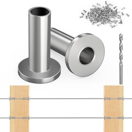Steel DN Mate 110 Pack T316 Stainless Steel Protector Sleeves for 1/8" 5/32" or 3/16" Cable Railing, Cable Protector Sleeves for Cable Railing System, Deck Railing Hardware with a Drill Bit DK11
