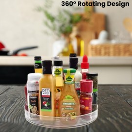 Acrylic Turntable for Spices Condiments & Kitchen Essentials– 29.3cm Diameter | 360° Smooth Rotation | Food Safe Material | Organizing Kitchen Counter, Fridges, and Cupboards | Durable and Easy Access