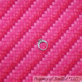 Signature BonEful Fabric FQ Cotton Quilt Hot Bright PINK Tone Block Check Bias Stripe SALE