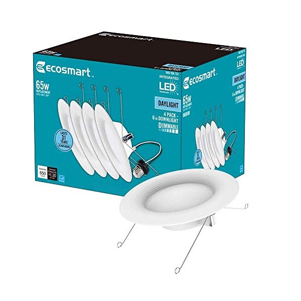 EcoSmart 5/6 in. Daylight Integrated LED Recessed Trim (4-Pack)