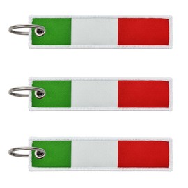 LLBFHH 3 Pcs Italy Italian Country Flag Keychain,Woven label Key Chains for Car Keys,Fabric Key Chains Men and Women,Used for Various Decorations.