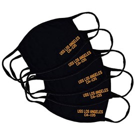 USS Los Angeles CA-135 Adult Black Face Mask 100% Cotton/Washable Reusable/Baltimore Class Heavy Cruiser