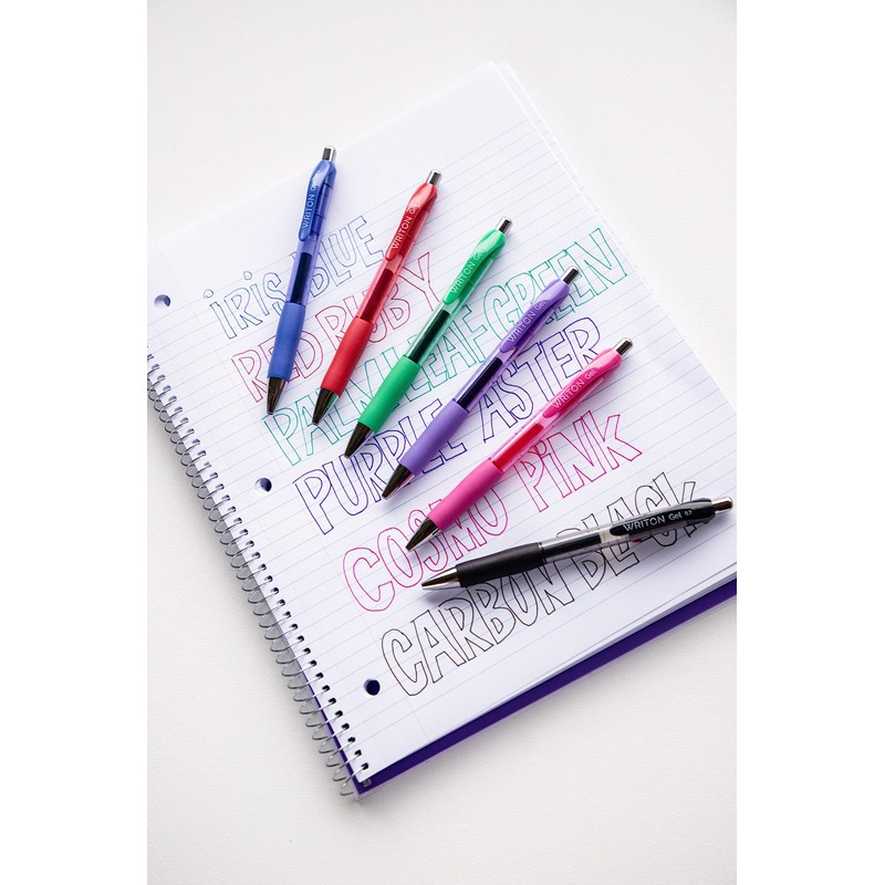 Writon Retractable & Refillable Gel Pens, Comfort Grip, 0.7mm Fine