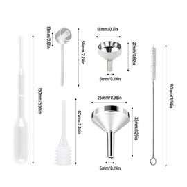 BOPRKTM Aluminium Mini Funnel, Metal Set, Small Funnel, Mini Funnel, Kitchen with Cleaning Brush, Plastic Dropper Plastic Dispenser for Glitter Powder, Cosmetics, Crafts, Sand, Pack of 12