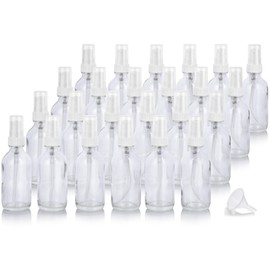 2 oz / 60 ml Clear Glass Boston Round White Treatment Pump Bottle (24 pack) + Funnel