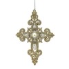 RAZ Imports Cross with Circle Gem Ornament, 5" Gold and