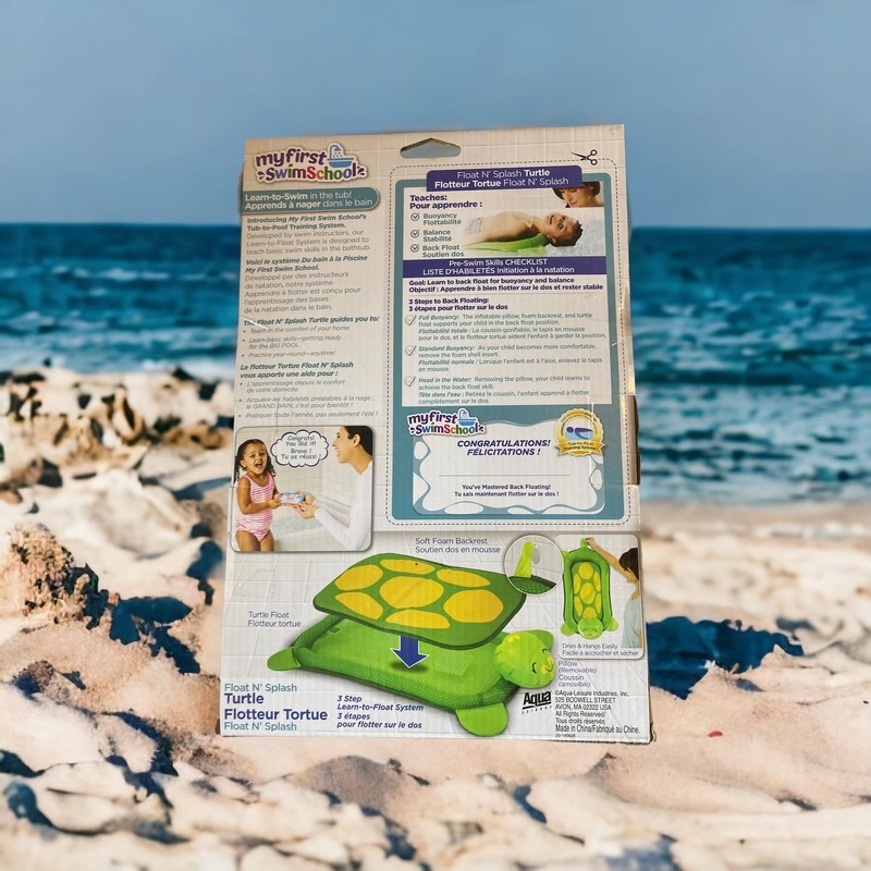 Aqua Float-n-Splash Turtle Baby Float with Removable Pillow, Learn to