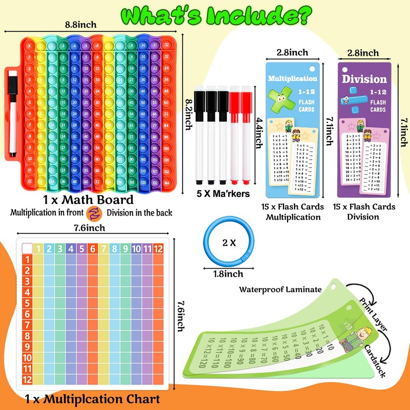 Multiplication Flash Cards + Division Flash Cards + Math Board