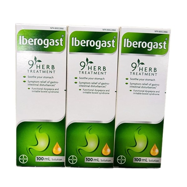 Iberogast LARGE SIZE (100ml) THREE BOTTLES- for Dyspepsia, Bloating, Stomache
