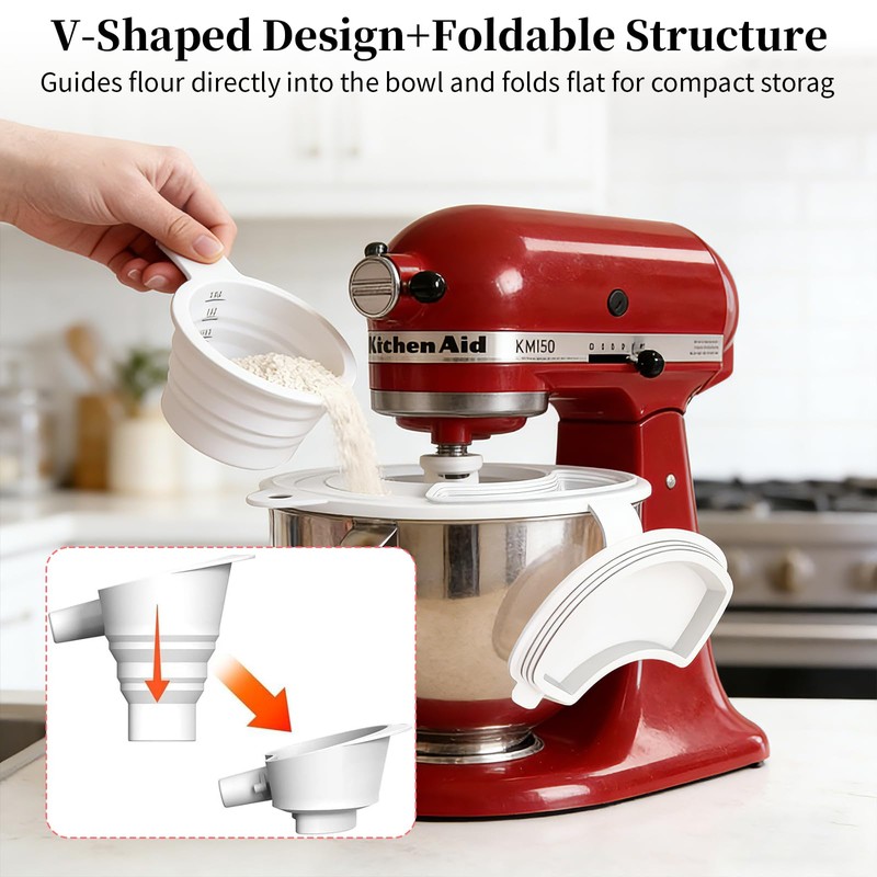 KitchenAid Mixer Attachments Flour Funnel & Splash Guard, Mess-Free Flour
