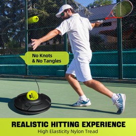 Tennis Trainer Set Tennis Practice Rebounder with String Solo Tennis Trainer Practice Equipment Several Replacement Rebound Balls Portable Tennis Practice Equipment for Adults Kids (3)