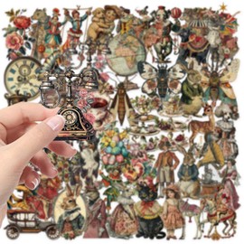 Transparent Victorian Stickers 50 Pcs Vinyl Funny Cute Vintage Victorian Inspired Sticker for Skateboard Laptop Scrapbook Water Bottle Car Luggage Computer,Waterproof Trendy Sticker for Teens Boys