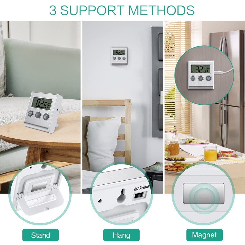 ORIA Refrigerator Thermometer, Digital Fridge Thermometer with High Low Temperature