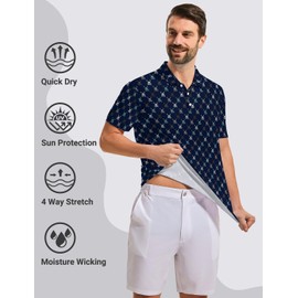 Xdceu Men's Bunny Skull Golf Polo Shirts Golf Shirt Moisture Wicking Quick-Dry Casual Polo Shirt for Men