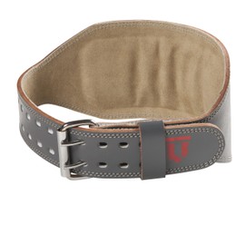Lift Tech Fitness Unisex Adult 6-Inch Padded Leather Belt - Grey, X-Large